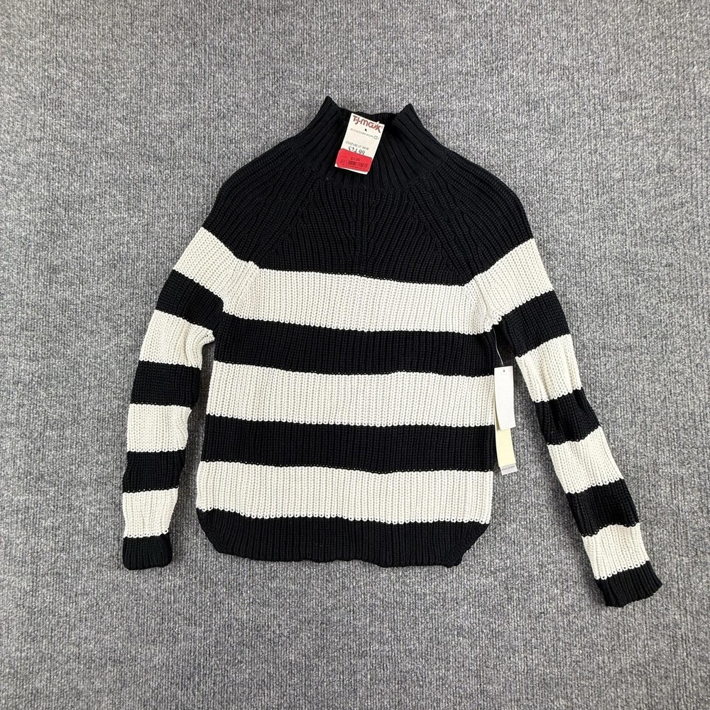 Workshop Andrea Jovine Sweater Womens Small Black Striped Mock Neck Pullover
